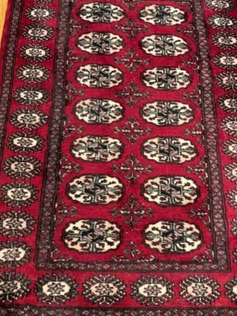 Red Wool Bokhara Area Rug